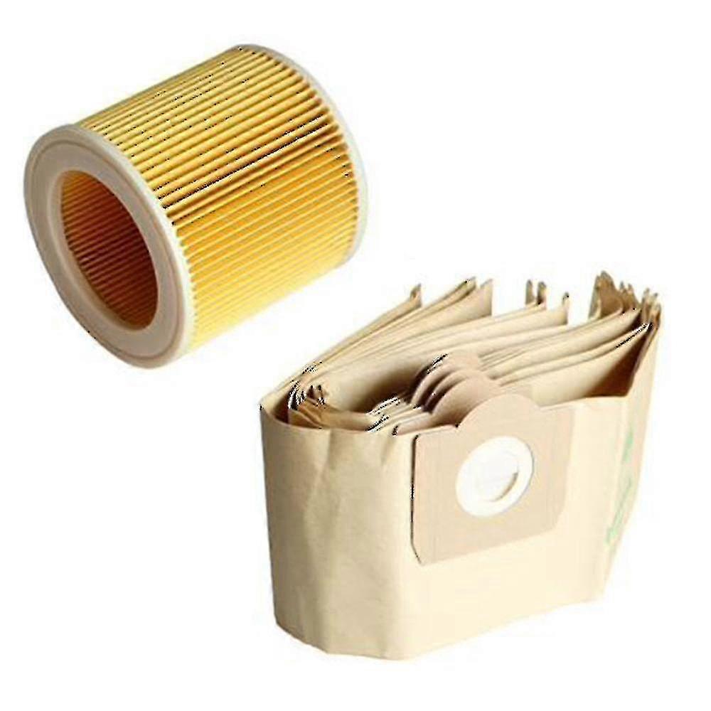 Karcher WD3 Premium Vacuum Cleaner Bags 5 Pack with 1 Filter Compatible V1188-MAG101-06026-1