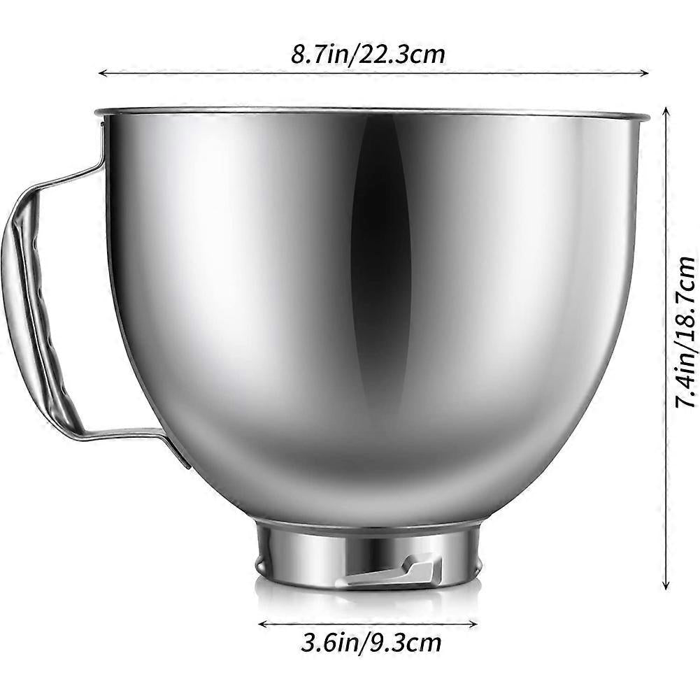 KitchenAid Mixer Bowl Stainless Steel Compatible with KitchenAid 4.5-5 Quart Tilt Head Stand Mixer Silver V1188-MAG101A-05150-1