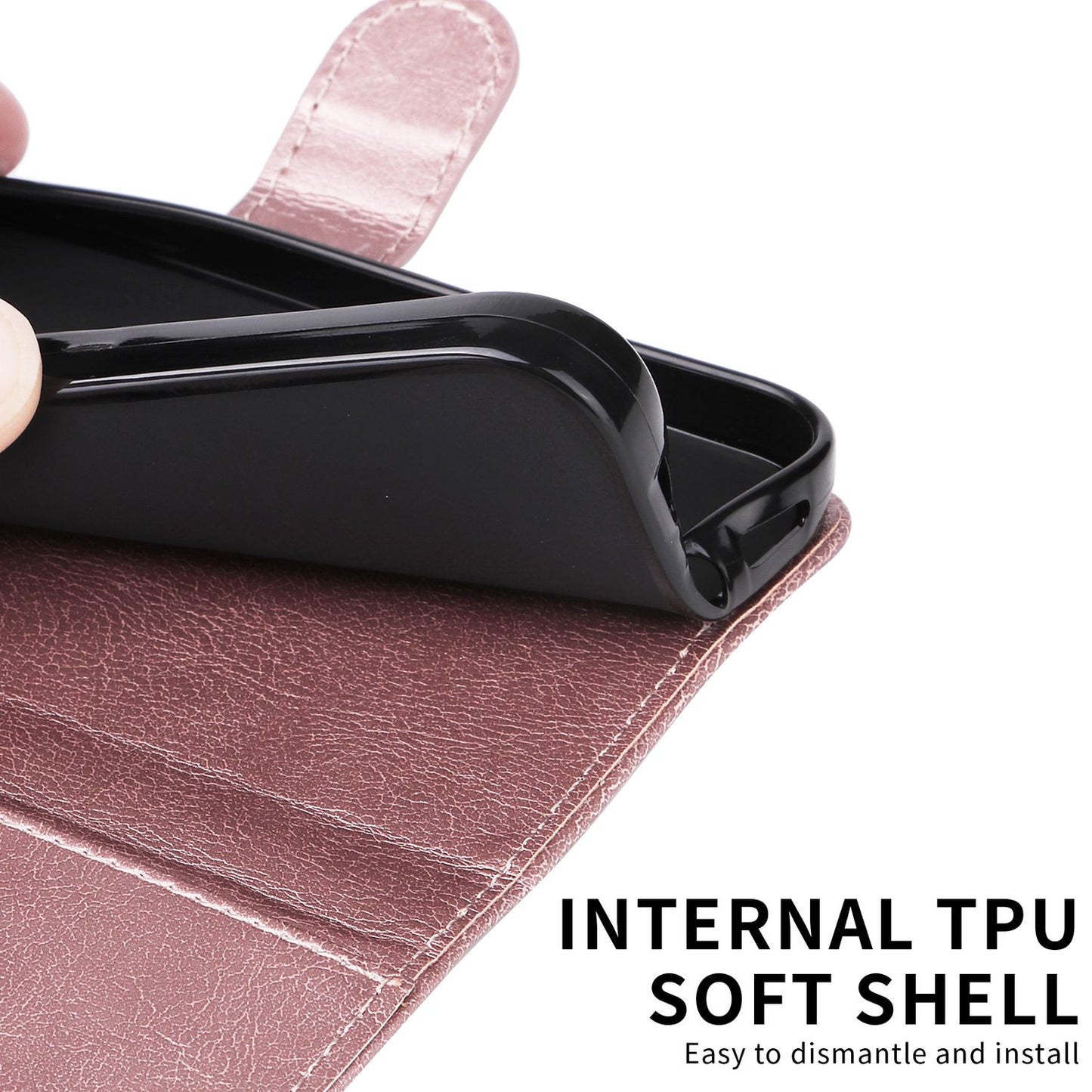 Xiaomi Redmi A5 4G PU Leather Wallet Case Compatible with SKALO MGF Pink Gold V1188-MAG101J-01345-4