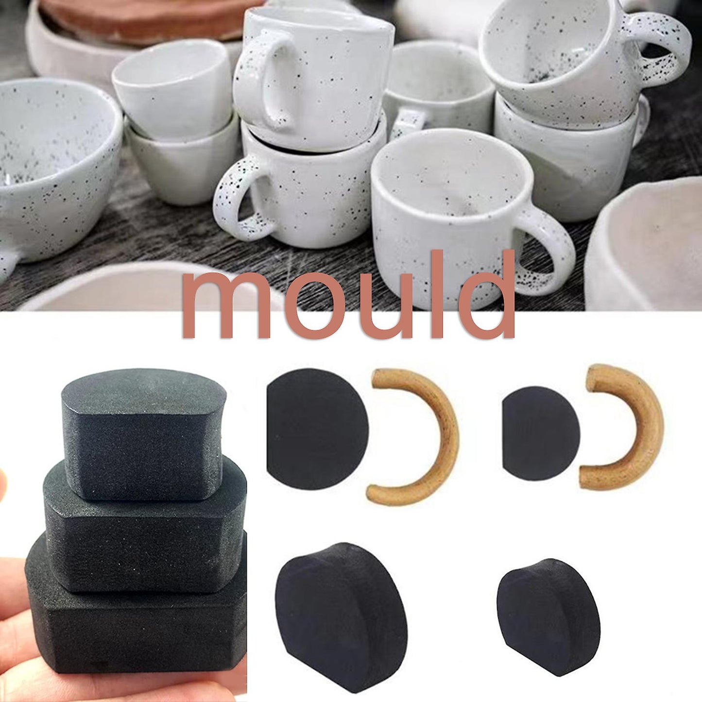 Ceramic Mug Handle Molds 12pcs, Easy to Use Mug Handle Shaper Tool Compatible with MGF V1188-MAG101Y-02110-1