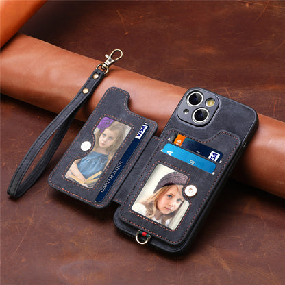 Mobile Phone Leather Case Compatible with iPhone RFID Anti-Theft Swipe Loop Buckle Rope Multifunctional Card V1188-MAGFD72-03690-94