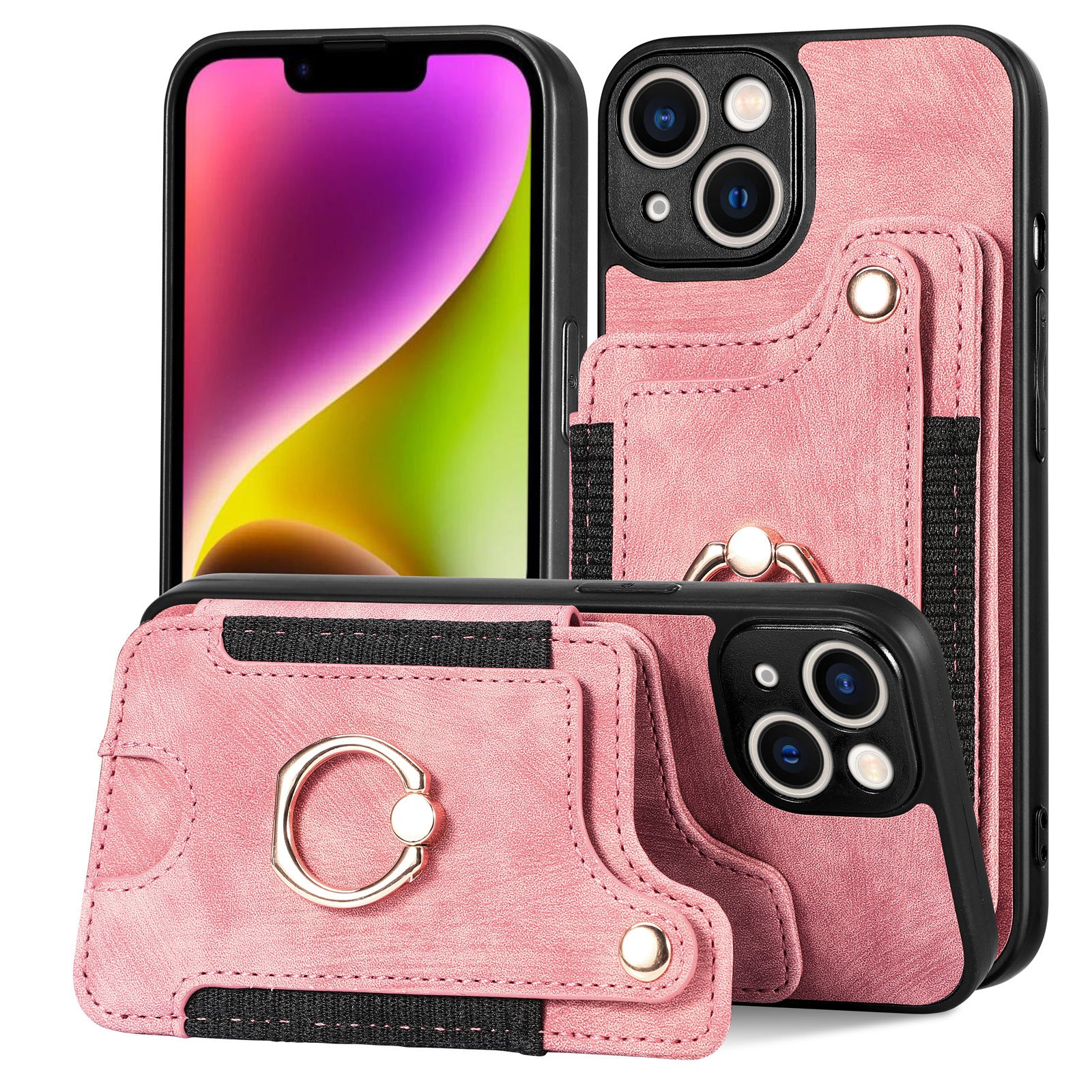 Mobile Phone Leather Case Compatible with iPhone RFID Anti-Theft Swipe Loop Buckle Rope Multifunctional Card V1188-MAGFD72-03690-94
