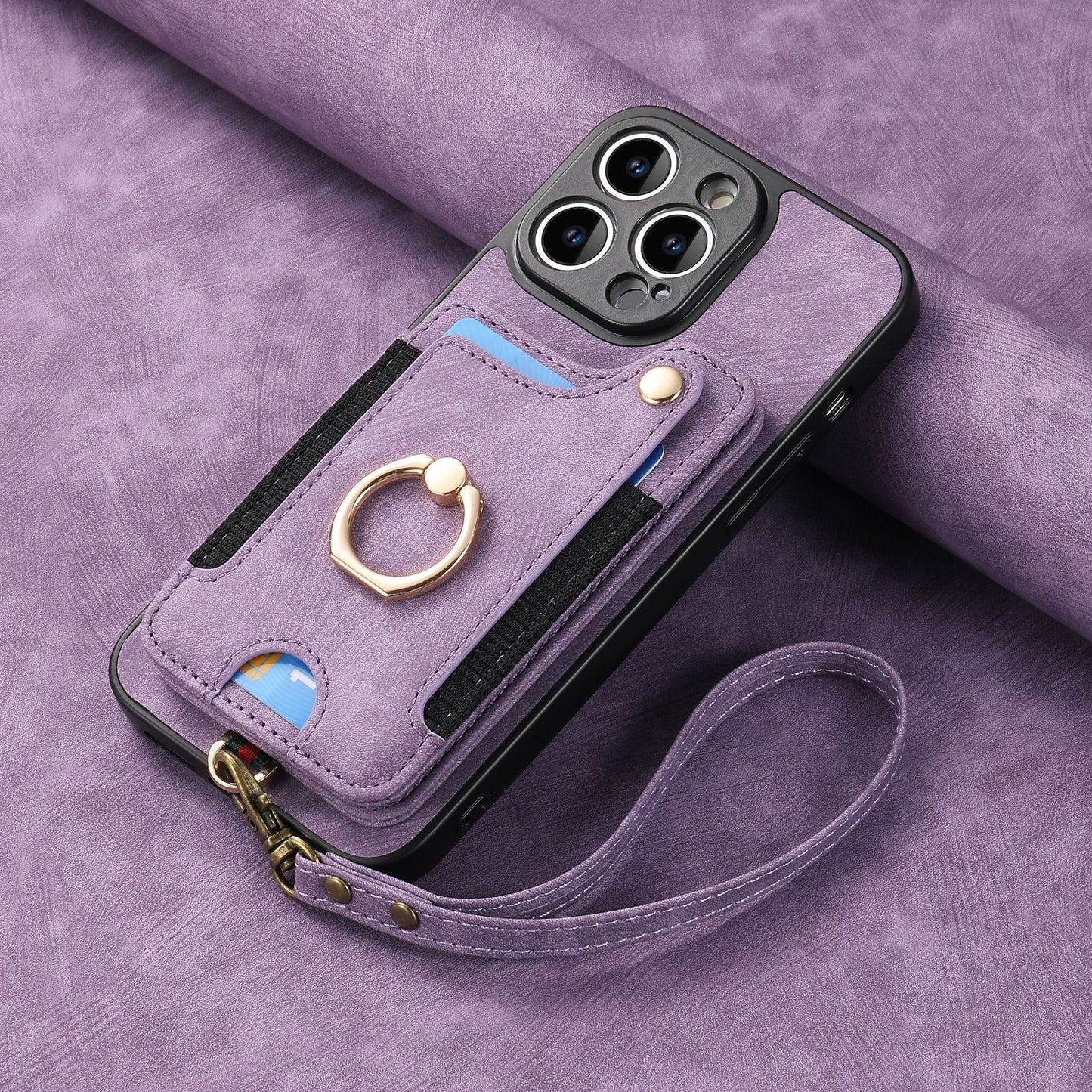 Mobile Phone Leather Case Compatible with iPhone RFID Anti-Theft Swipe Loop Buckle Rope Multifunctional Card V1188-MAGFD72-03690-94