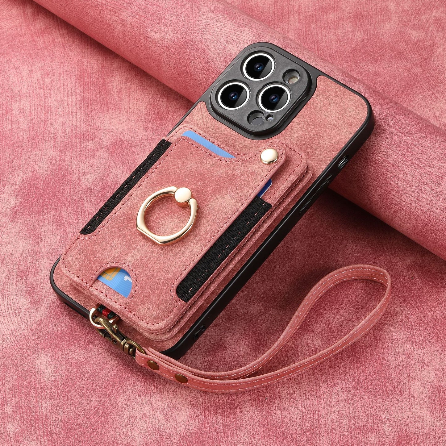 Mobile Phone Leather Case Compatible with iPhone RFID Anti-Theft Swipe Loop Buckle Rope Multifunctional Card V1188-MAGFD72-03690-94