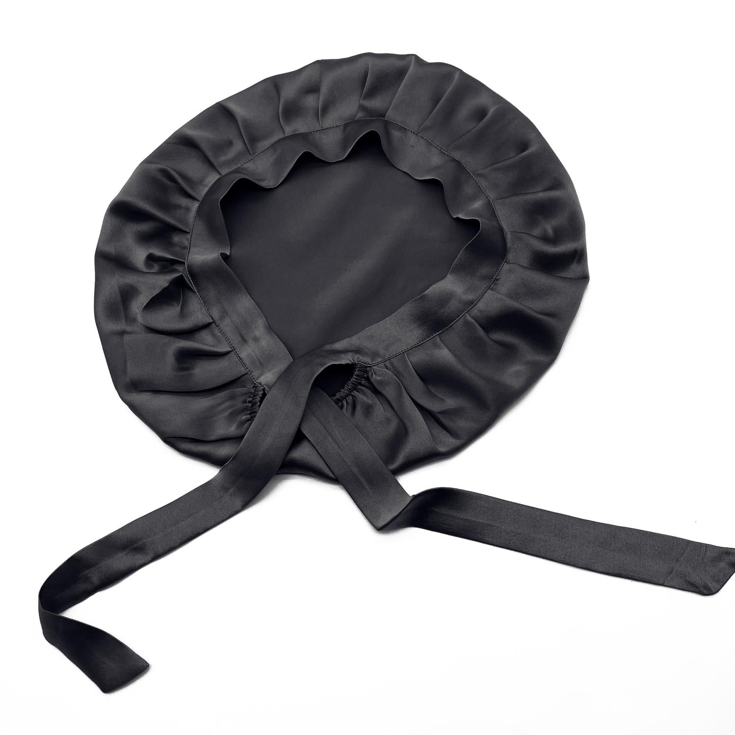 Sleeping Cap in Real Silk - Protects Hair While You Sleep black V1188-MMA5-49-1