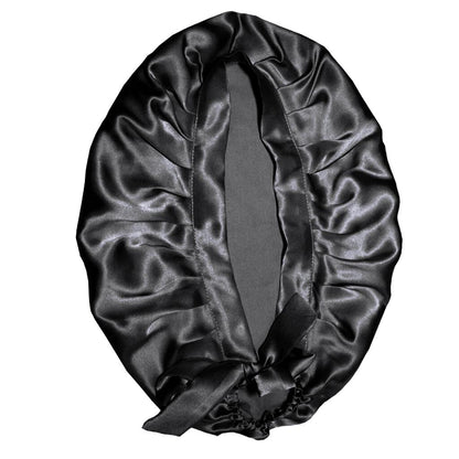 Sleeping Cap in Real Silk - Protects Hair While You Sleep black V1188-MMA5-49-1