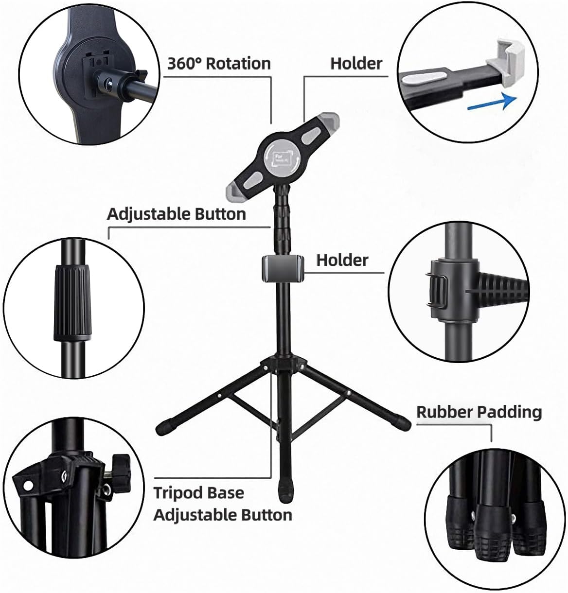 Height Adjustable 360 degrees Rotating iPad Floor Stand Holder Mount V1188-MMAA-5286