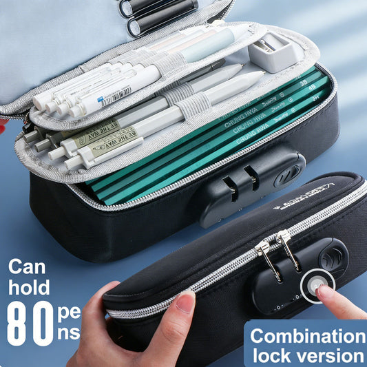 Large Capacity Pencil Case with 4 Compartments Canvas Pen Pouches Multilayer Pen Organizers Bag Oxford Fabric V1188-MS-210-032