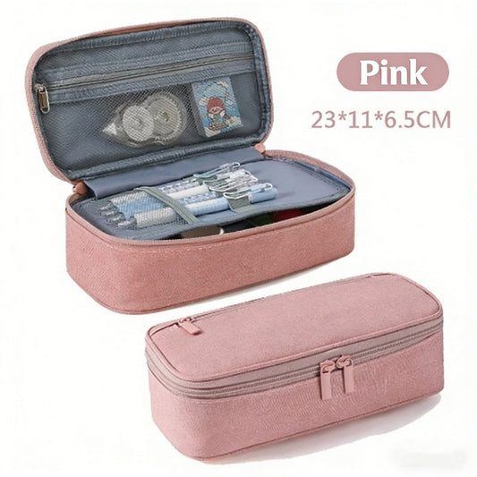 Pencil Case Pen Bag, Two Layers Big Capacity Pencil Pouch Pen Organizer Durable Stationery Holder for Marker V1188-MS-210-040