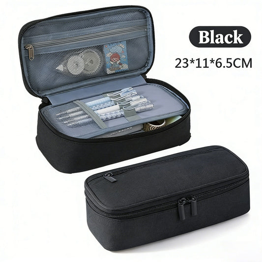 Pencil Case Pen Bag, Two Layers Big Capacity Pencil Pouch Pen Organizer Durable Stationery Holder for Marker V1188-MS-210-043