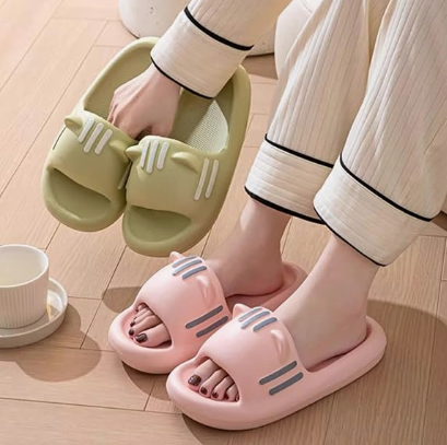Women's Slides Cute Bathroom Slippers Non-Slip Cartoon Cat Shaped Indoor Outdoor Summer Slippers(pink, 38-39) V1188-MS-210-051