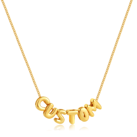 Custom letter necklace with a complete set of letter beads from A to Z, 10mm heart pendant, three colors V1188-MS-210-056