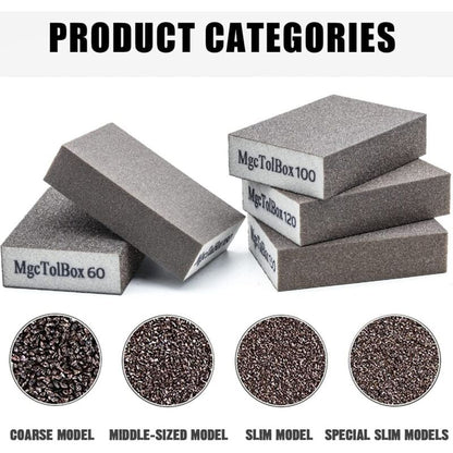 12 pcs Sanding Sponges, Sanding Blocks Kit Polishing Grit 60/80/100/120/180/220 Washable Reusable V1188-MS-227-0003