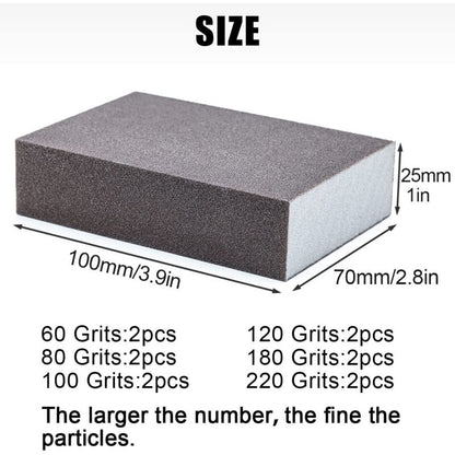 12 pcs Sanding Sponges, Sanding Blocks Kit Polishing Grit 60/80/100/120/180/220 Washable Reusable V1188-MS-227-0003