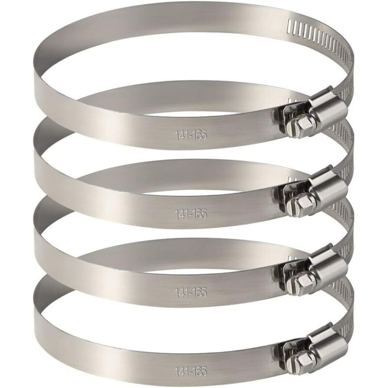 4 pcs Stainless Steel Hose Clamps - Adjustable For Fixing Flexible Hoses (141Mm-165Mm) V1188-MS-227-0007