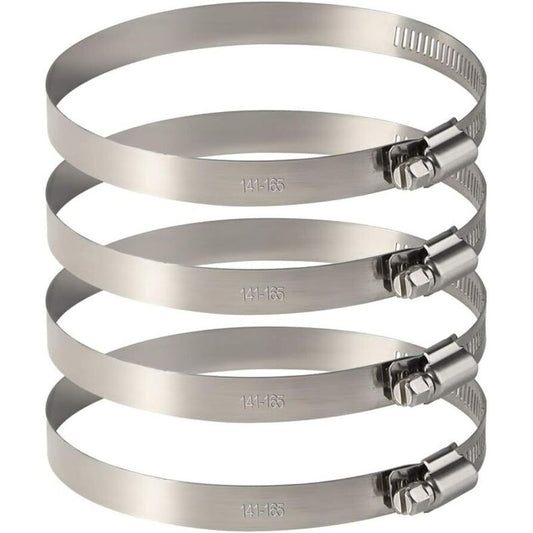 4 pcs Stainless Steel Hose Clamps - Adjustable For Fixing Flexible Hoses (141Mm-165Mm) V1188-MS-227-0007