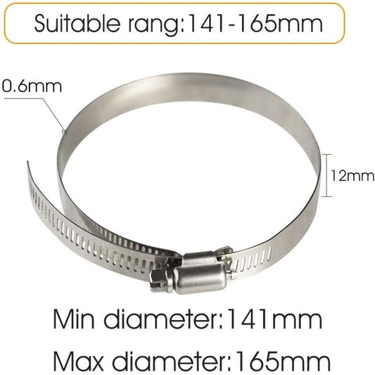 4 pcs Stainless Steel Hose Clamps - Adjustable For Fixing Flexible Hoses (141Mm-165Mm) V1188-MS-227-0007
