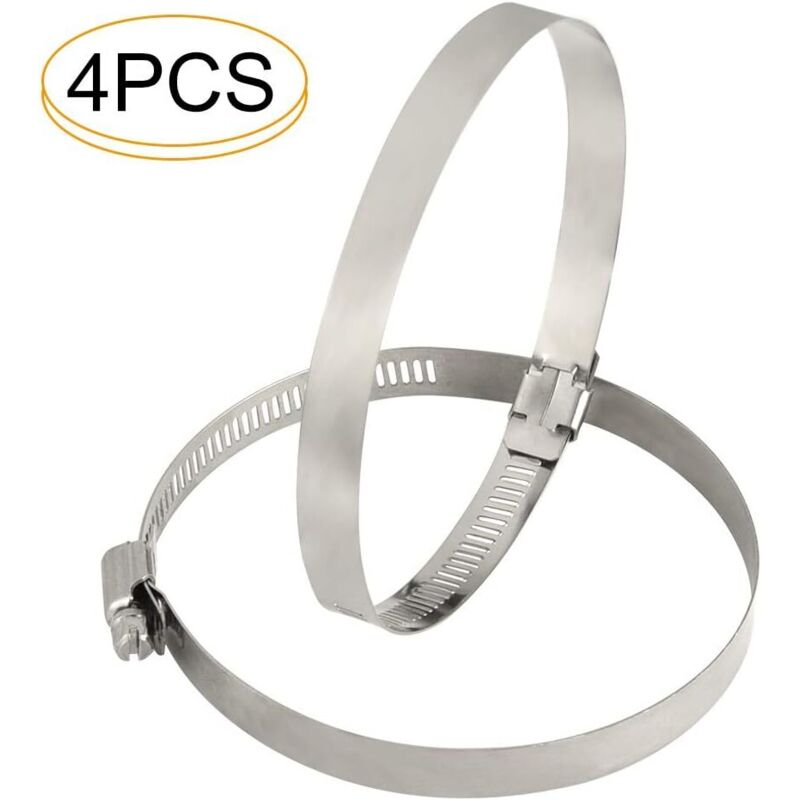 4 pcs Stainless Steel Hose Clamps - Adjustable For Fixing Flexible Hoses (141Mm-165Mm) V1188-MS-227-0007