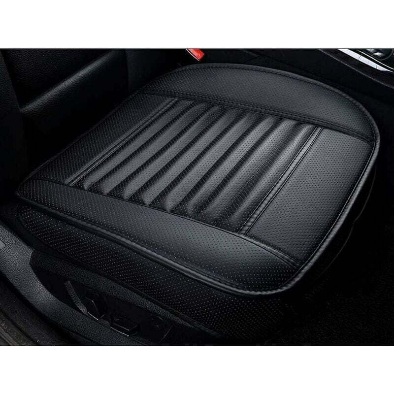 Universal Front Car Seat Cover Super Breathable Bamboo Charcoal Pu Leather,20.8 20.1''(1 Piece-Black) V1188-MS-227-0020