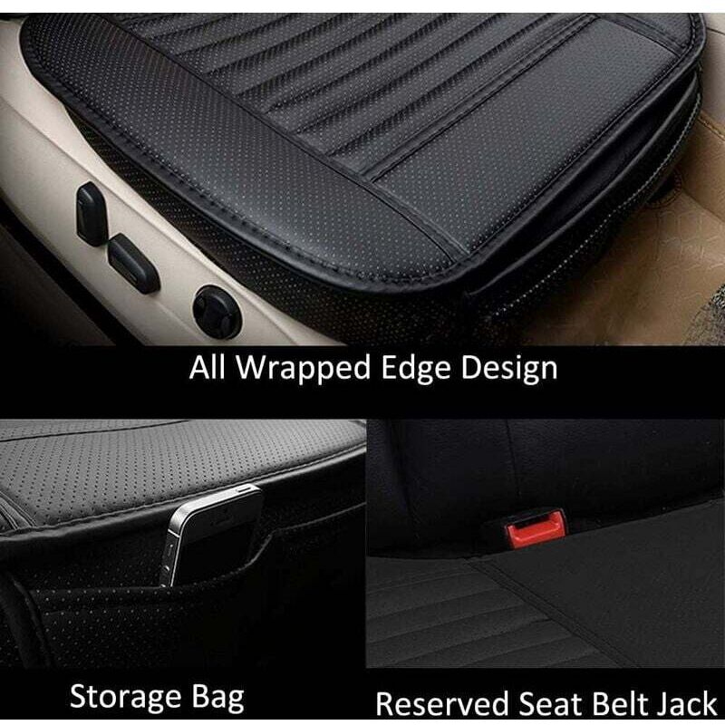 Universal Front Car Seat Cover Super Breathable Bamboo Charcoal Pu Leather,20.8 20.1''(1 Piece-Black) V1188-MS-227-0020
