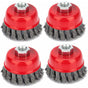 4 pcs Set Conical Brushes, Grinders, Wire Brush, Twisted Cup Brush, Sanding Brushes For Angle Grinder, V1188-MS-227-0022