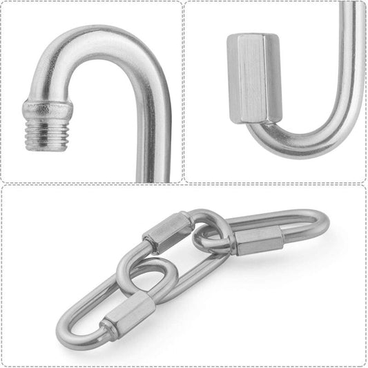 16 pcs M5 Stainless Steel Quick Link 304 D Shape Locking Carabiners, Mini Screw Carabiner For Hiking, V1188-MS-227-0031