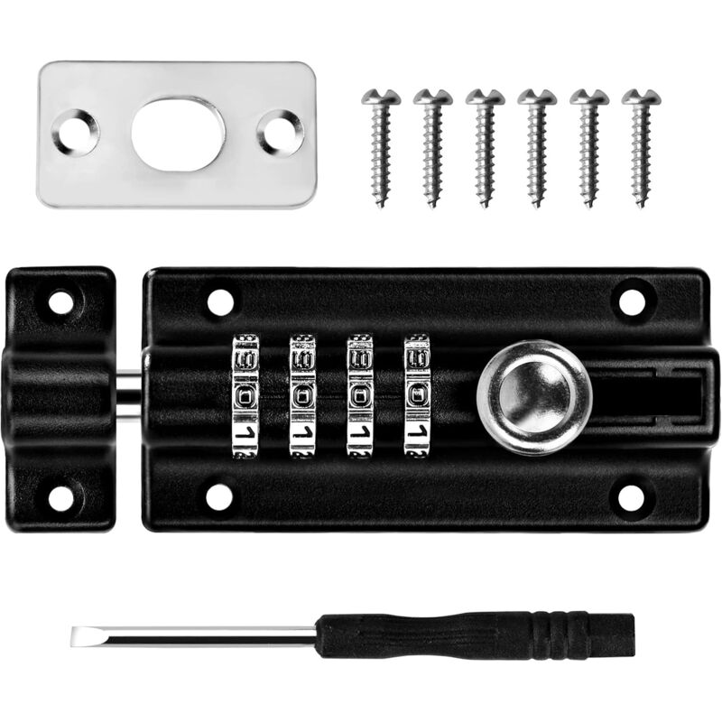 Combination Lock Latch 4 Digit Combination Lock Mechanical Code Door Lock Keyless Lock Slide Tamper Proof V1188-MS-227-0042
