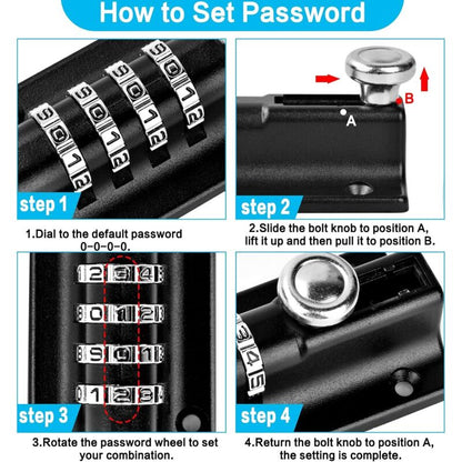 Combination Lock Latch 4 Digit Combination Lock Mechanical Code Door Lock Keyless Lock Slide Tamper Proof V1188-MS-227-0042