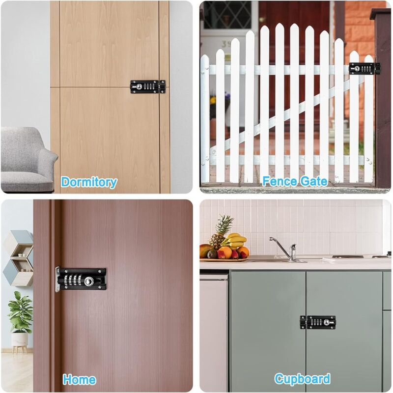 Combination Lock Latch 4 Digit Combination Lock Mechanical Code Door Lock Keyless Lock Slide Tamper Proof V1188-MS-227-0042