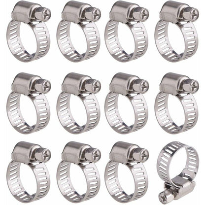 12 pcs Adjustable Stainless Steel Hose Clamp Pipe Clips Fastener (9-16Mm) V1188-MS-227-0047