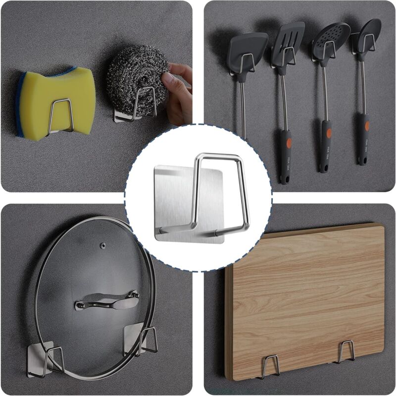 Sponge Holder - 304 Stainless Steel Dish Sponge Hook, Adhesive - Sink Accessories - Adhesive Hook, Kitchen V1188-MS-227-0053