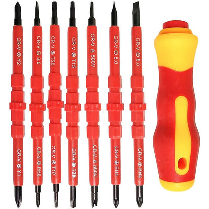 7 pcs Insulated Electrical Screwdriver Set Multifunctional 14 In 1 Interchangeable Alloy Electrician Repair V1188-MS-227-0070