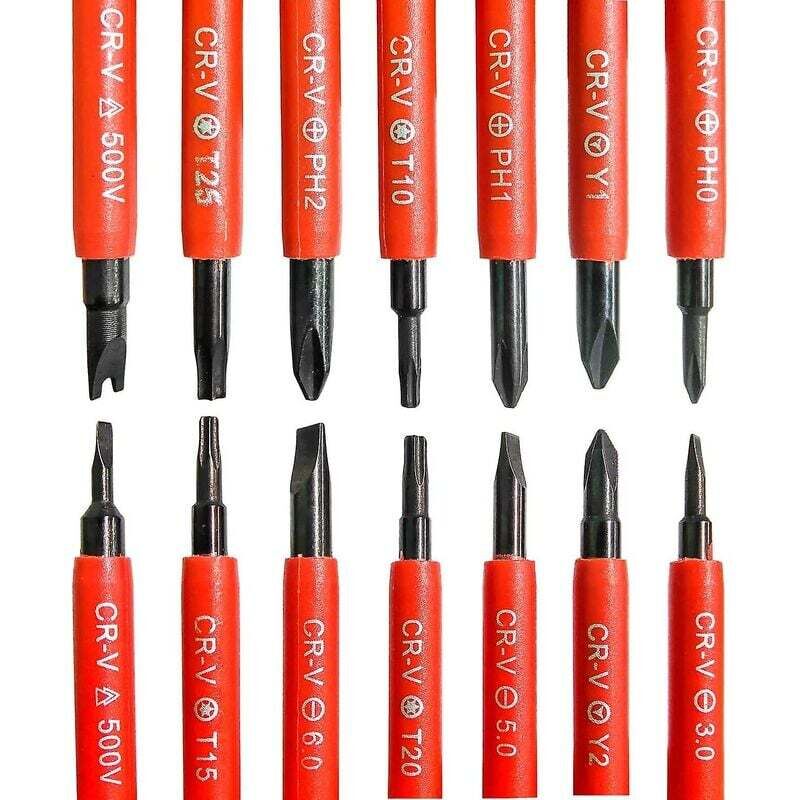 7 pcs Insulated Electrical Screwdriver Set Multifunctional 14 In 1 Interchangeable Alloy Electrician Repair V1188-MS-227-0070