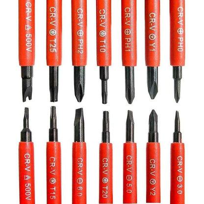 7 pcs Insulated Electrical Screwdriver Set Multifunctional 14 In 1 Interchangeable Alloy Electrician Repair V1188-MS-227-0070