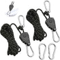 2 Pieces 4M Adjustable Ratchet ROpe, 1/8 Black Ratchet Pulley With 2 Replacement Hooks, Reflective Ratchet V1188-MS-227-0075