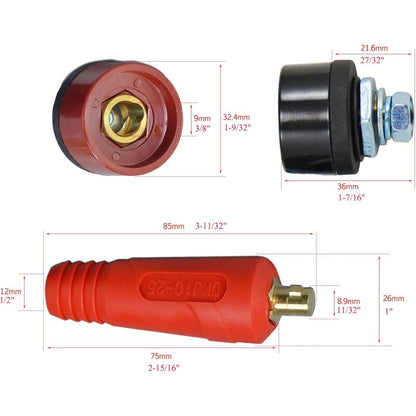 4 pcs Solder Cable Panel Connector Plug Kit 200Amp Quick Connect Socket (Dkj10-25 & Dkz10-25) V1188-MS-227-0076
