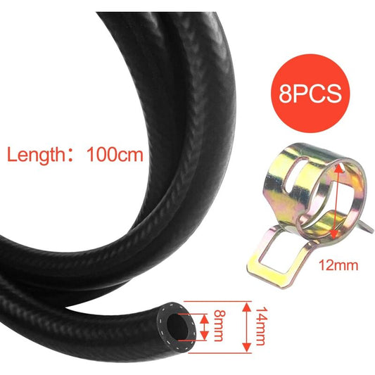 1 Meter Fuel Hose, 8Mm Inner Diameter Diesel Hose, Fuel Pipe With 8 pcs Hose Clamps, Fuel Line For Truck, V1188-MS-227-0078