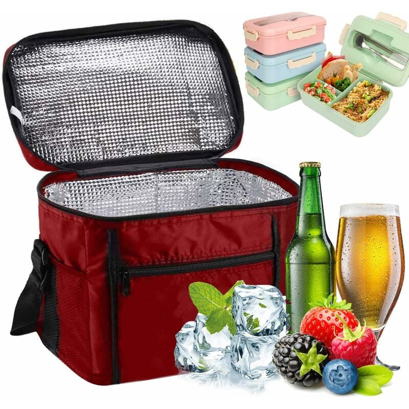 Insulated Lunch Bag 10L Cooler Bag Lunch Bag For Work School Beach Picnic Red V1188-MS-227-0085