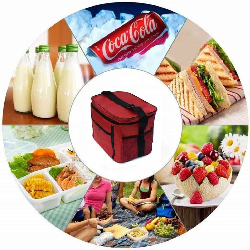 Insulated Lunch Bag 10L Cooler Bag Lunch Bag For Work School Beach Picnic Red V1188-MS-227-0085