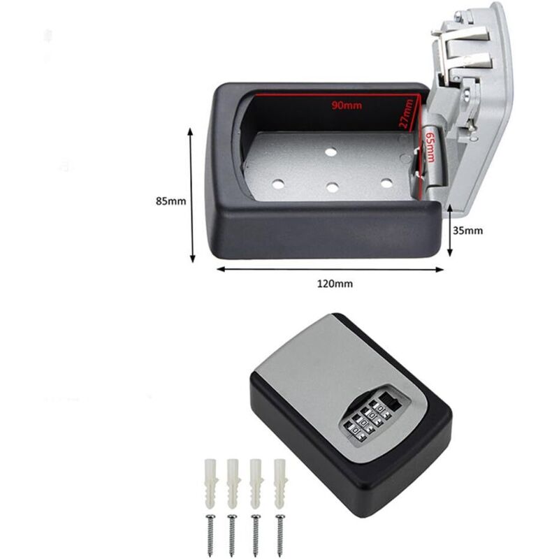 Outdoor Security Key Box, Wall Mounted Key Box With 4 Digit Code, 5 Keys Security Storage Key Holder Box, For V1188-MS-227-0091