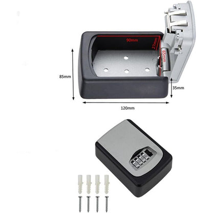 Outdoor Security Key Box, Wall Mounted Key Box With 4 Digit Code, 5 Keys Security Storage Key Holder Box, For V1188-MS-227-0091