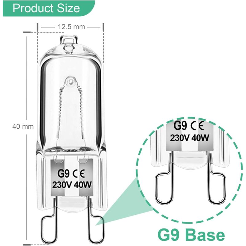 Dimmable G9 Halogen Bulbs 40W 230V Warm White For Microwave Oven Cooker Ceiling Lights Pack Of 12 [Energy V1188-MS-227-0095