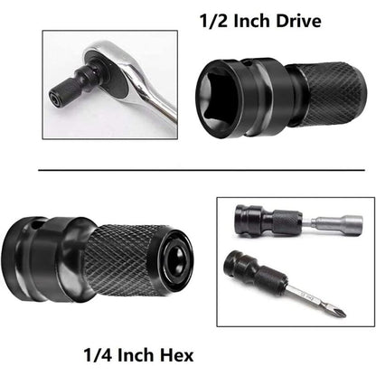 Impact Socket Driver Bit, 1/2" Square To 1/4" Hex Socket Adapters, For Impact Ratchet Wrench And Screwdriver V1188-MS-227-0096