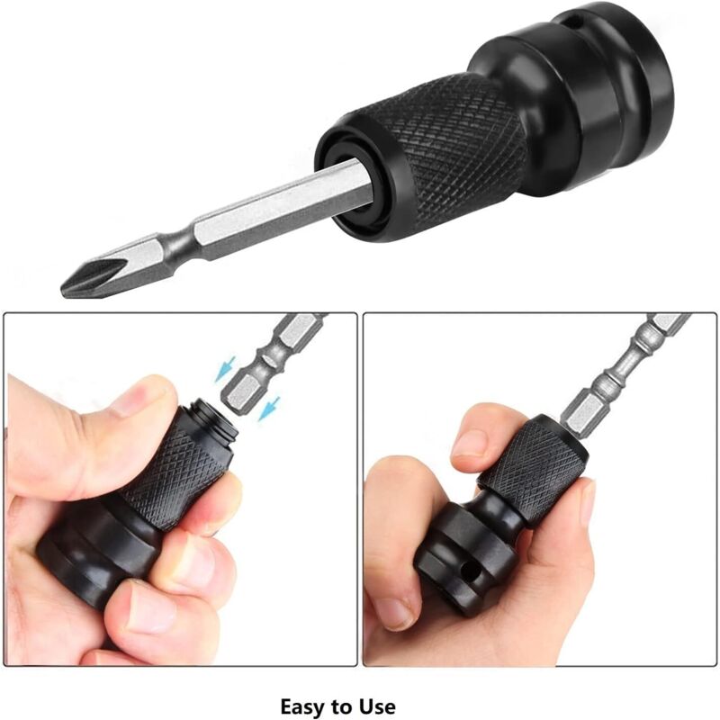 Impact Socket Driver Bit, 1/2" Square To 1/4" Hex Socket Adapters, For Impact Ratchet Wrench And Screwdriver V1188-MS-227-0096