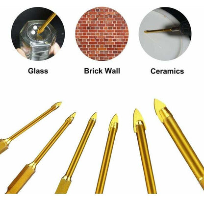 Tungsten Steel Glass Ceramic Tile Crystal Drill Bits With Hex Shank Titanium Coated 3Mm 4Mm 5Mm 6Mm 8Mm 10Mm V1188-MS-227-0102