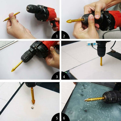 Tungsten Steel Glass Ceramic Tile Crystal Drill Bits With Hex Shank Titanium Coated 3Mm 4Mm 5Mm 6Mm 8Mm 10Mm V1188-MS-227-0102