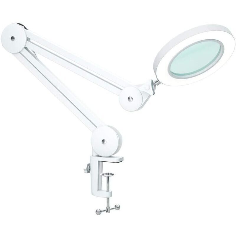 Magnifying Lamp, Work Light - With 105Mm 5 Diopter Glass Lens, Metal Clamp, Swivel Arm, 3 Color Mode Dimmable V1188-MS-227-0104