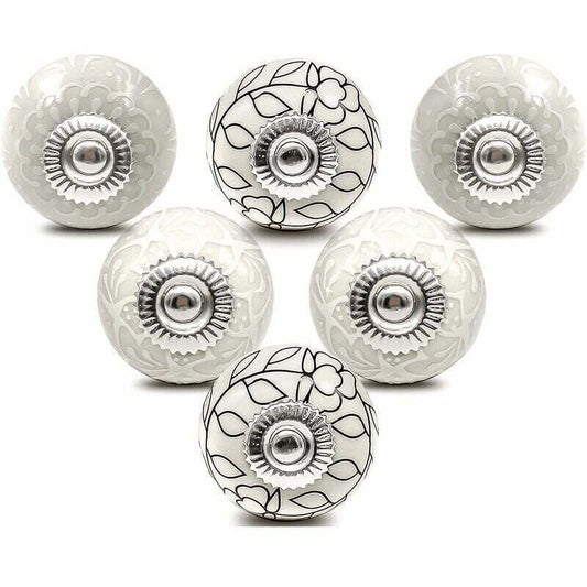 Porcelain Furniture Knob Ceramic Dresser Handle Vintage Door Knobs For Cupboard Drawer (6 Pieces) V1188-MS-227-0111