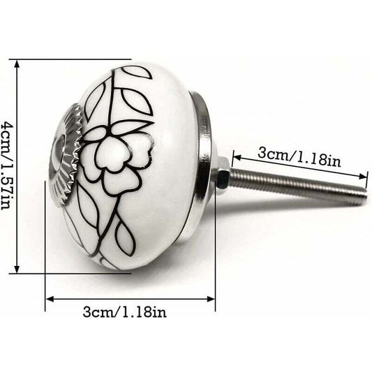 Porcelain Furniture Knob Ceramic Dresser Handle Vintage Door Knobs For Cupboard Drawer (6 Pieces) V1188-MS-227-0111