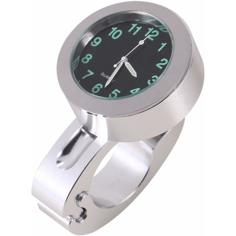 Motorcycle Handlebar Clock, Silver Motorcycle Waterproof Handlebar Glow Mount Clock Watch For Most Motorcycle V1188-MS-227-0120